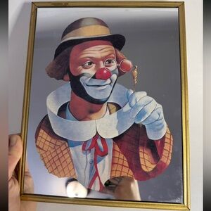 1970s Arthur Sarnoff Clown Mirror – Vintage Carnival Prize – 10 x 8”